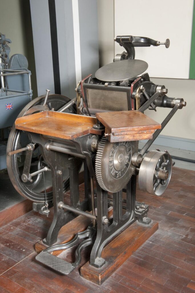 Anglo-American Arab platen printing machine similar to one that was used in Titanic's print shop.