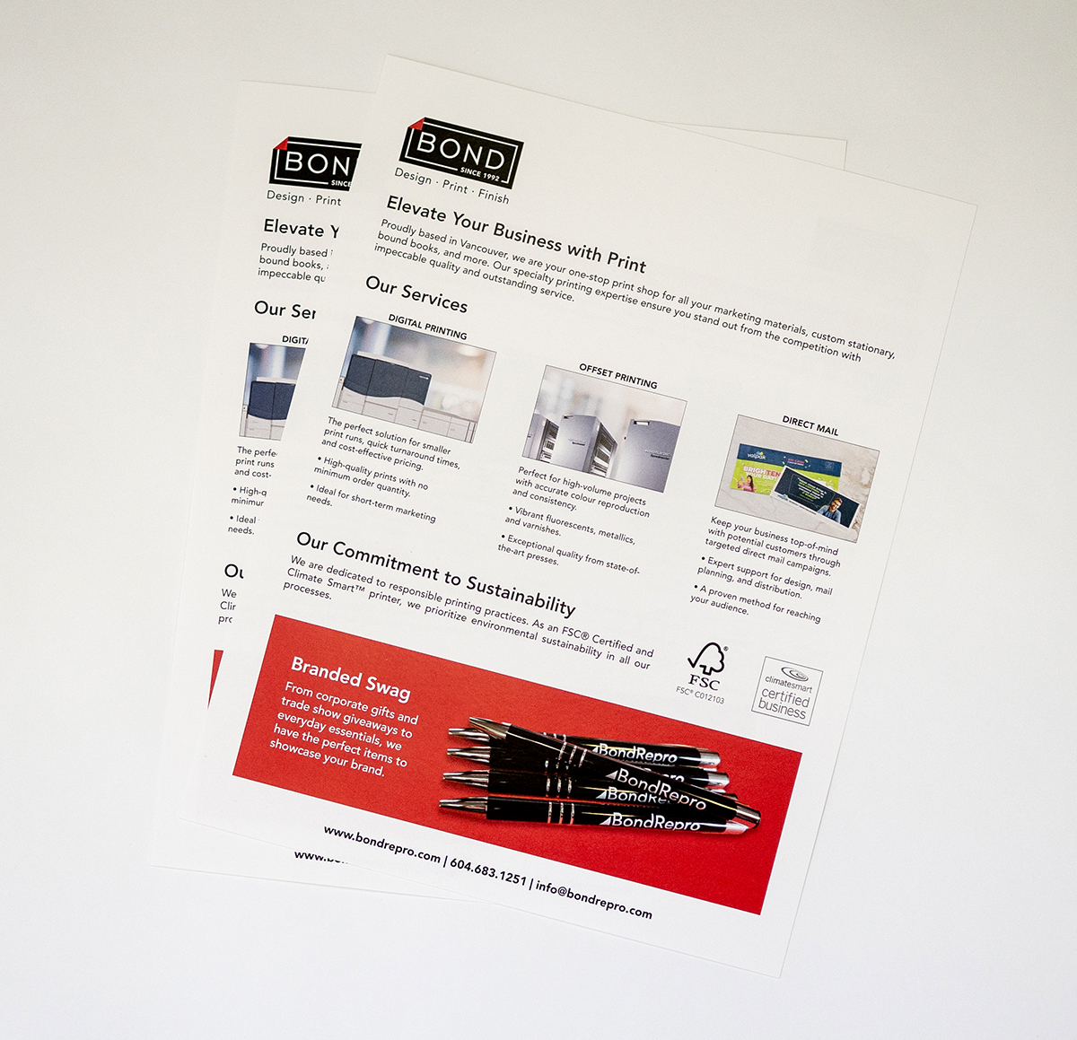 Brochures and Flyers - marketing materials printed at Bond Reproductions in Vancouver, BC.