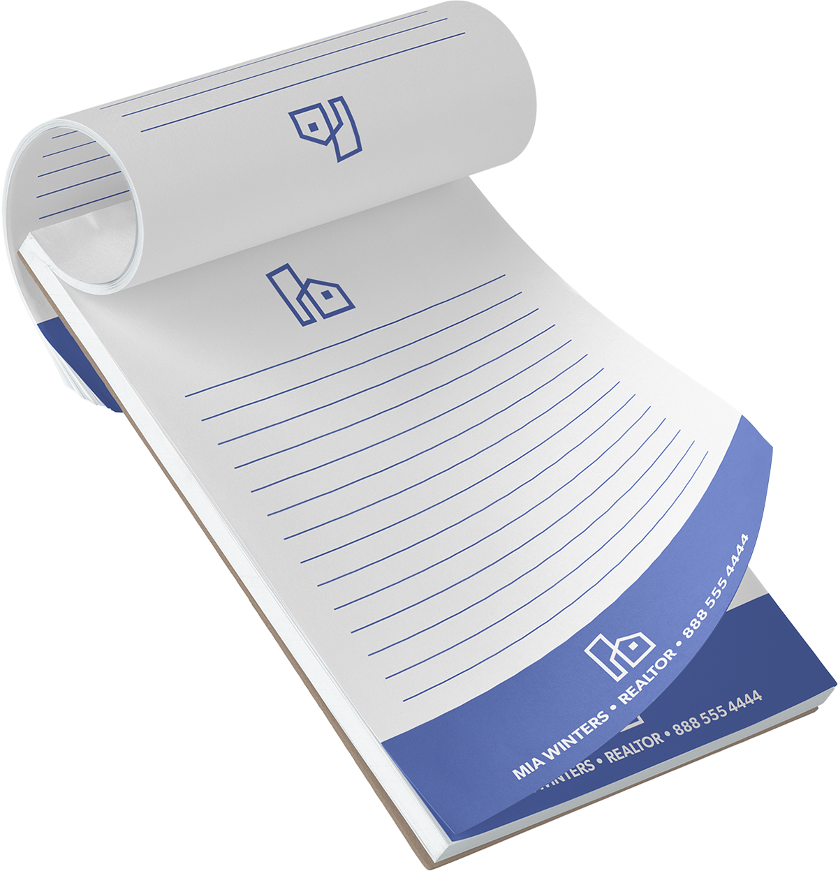 Custom notepads in Vancouver. Mock-up of a double-sided notepad.