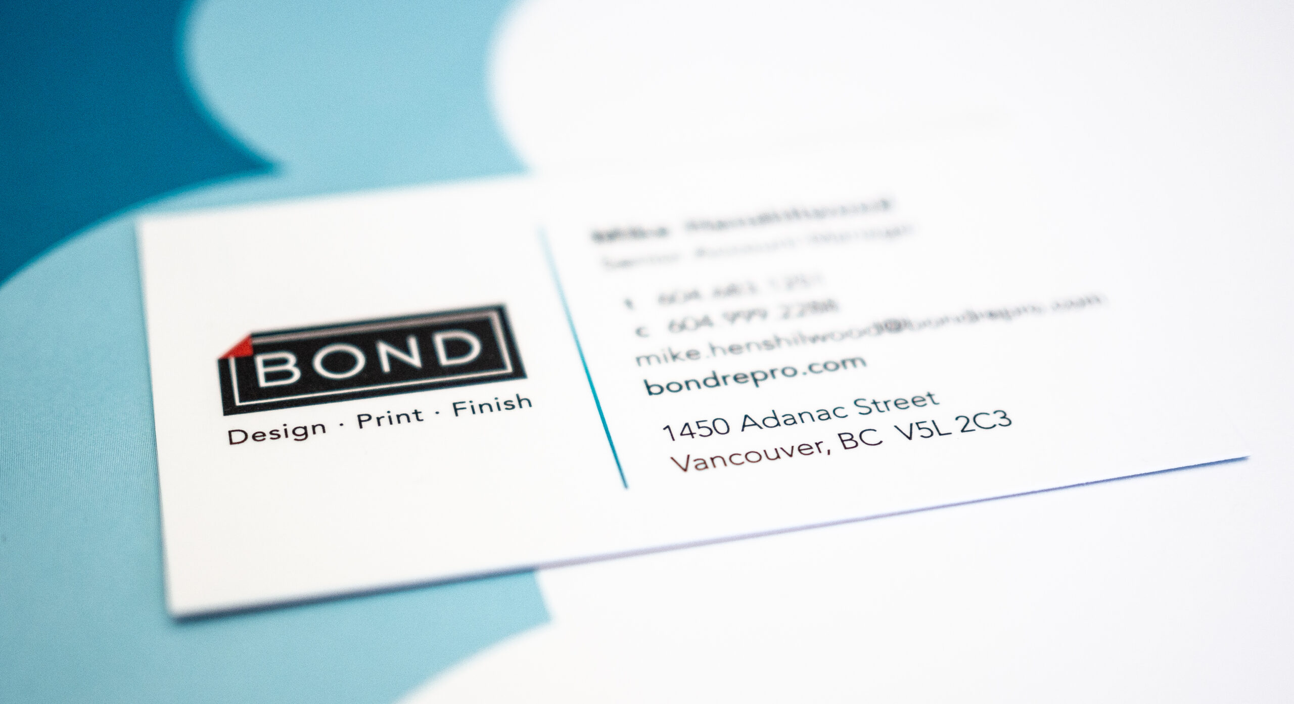 Marketing Materials - Business Card Printing in Vancouver. Bond Reproductions Business Card.