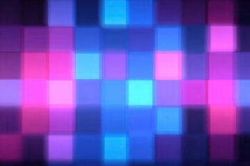 From plates to pixels - blue and purple square pattern.