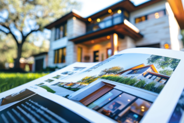 Print Marketing - image of a realtor brochure in front of a house.