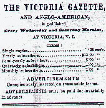 Printing History - THe Victoria Gazette