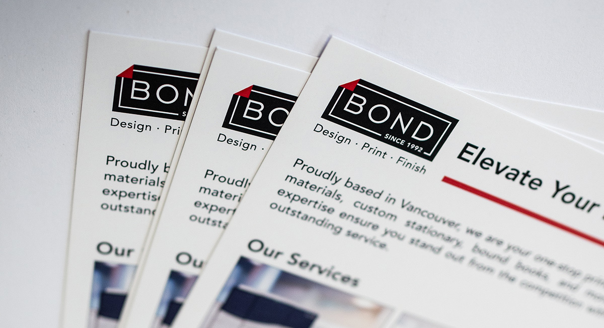 Marketing materials - customer rack cards and postcards printed at Bond Reproductions in Vancouver, BC.