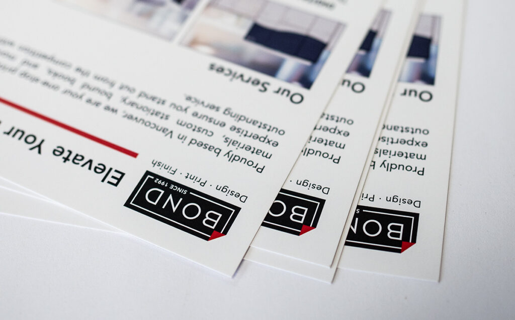 Postcards and Rack Card Printing. Close up image of printed rack cards.