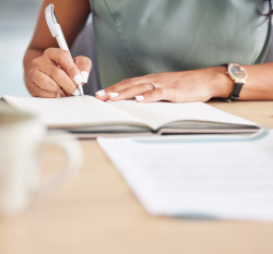 Writing in a notebook - education printing